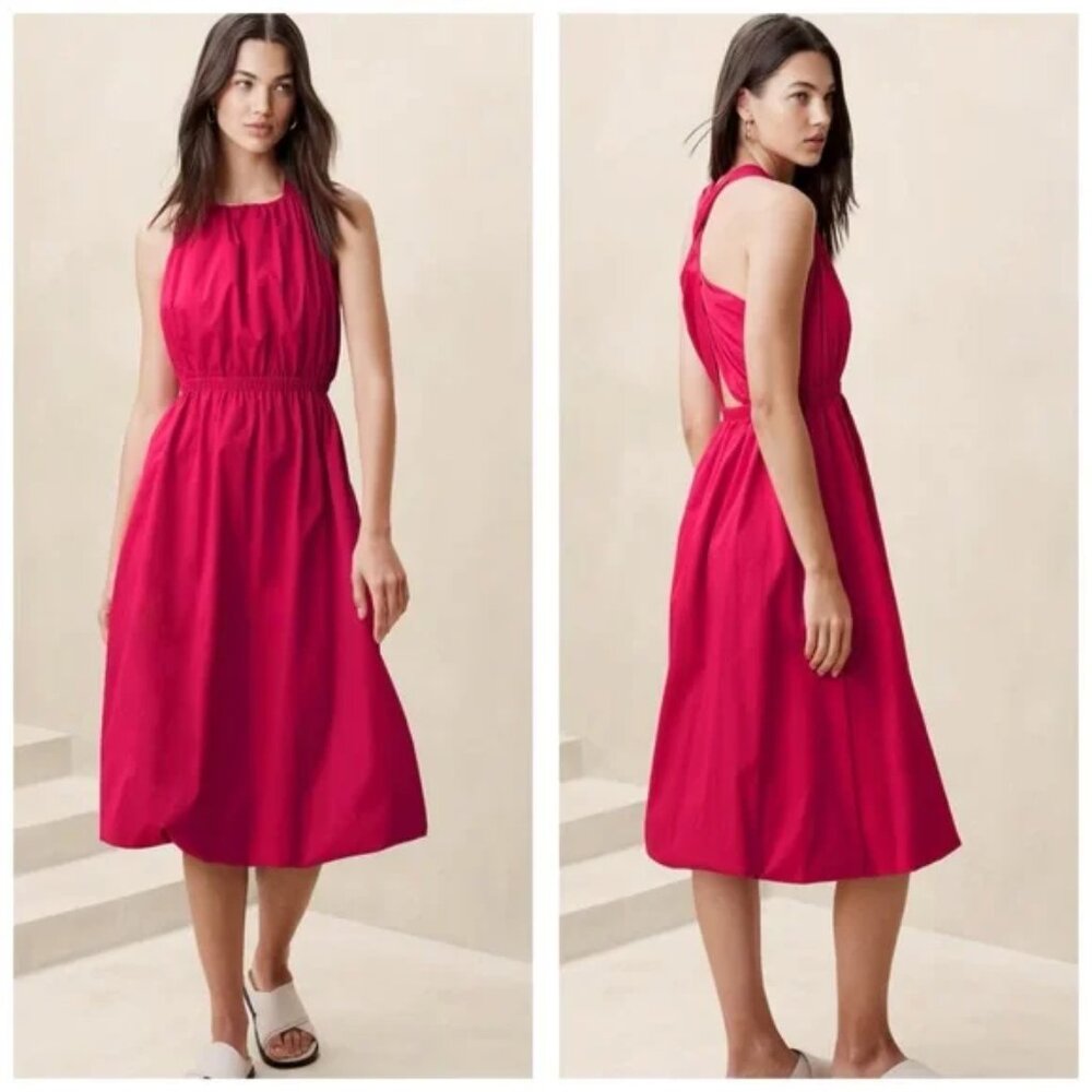 Banana Republic Fuchsia Pink Midi Halter Dress